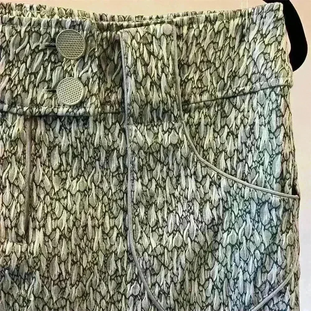 Cat Lady Brand Women's Black Tweed Pencil Skirt M Geometric Knee Length